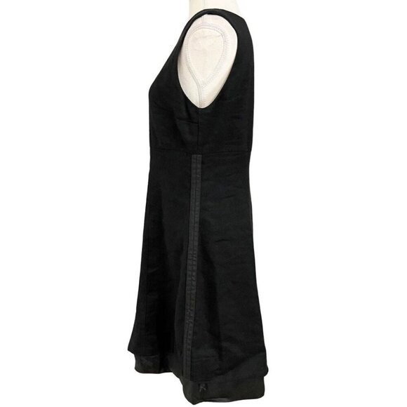 SARAH PACINI BLACK WOOL METALLIC FIBER ASYMMETRICAL SLEEVELESS SHIFT DRESS - M - Picture 3 of 12